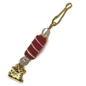 Cute Vintage Goldplated Sleigh Carriage Bead Keychain Backpack Purse Charm